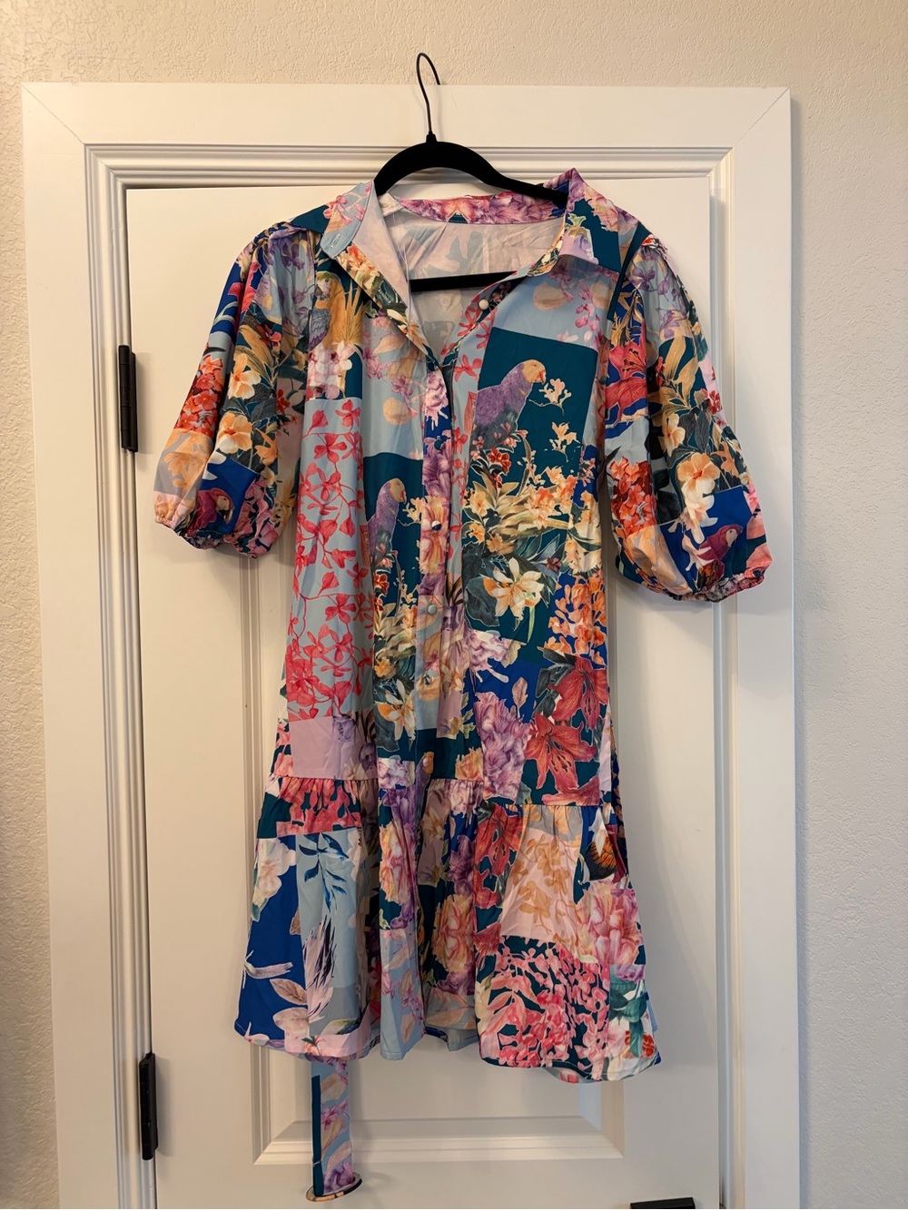 Vibrant Floral Button-Front Dress